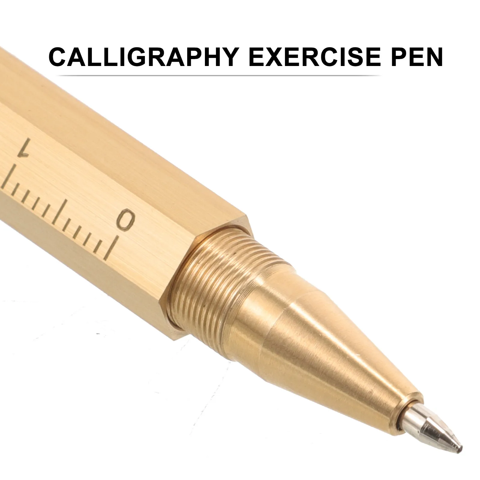 Handcrafted Hexagonal Brass Signature Pen with Precision Scale Vintage Gel Ink Writing Pen for Office Desk Decor Gift