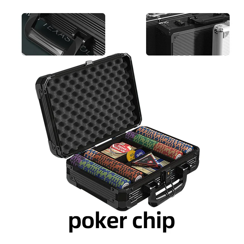 

Texas Poker Set Mat Texas Holdem Poker Multiplayer Set Rubber Cushion Clay Chip Ceramic Chip Aviation Aluminum Box