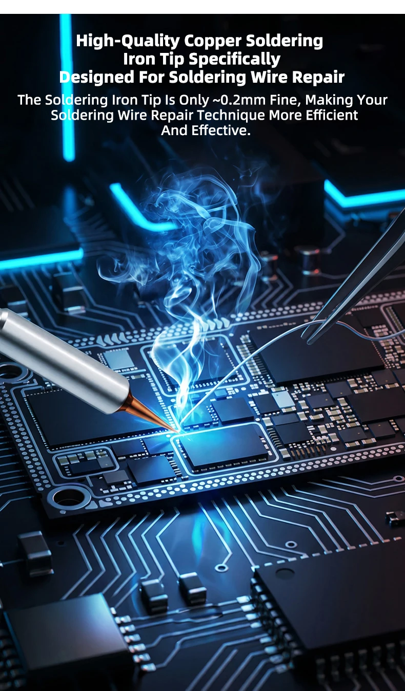HMT C210 Ultrafeine 0,2mm Lötspitze Schnelle Erwärmung Hochtemperaturbeständig Austauschbares Design für Handy-CPU-Motherboard-Reparatur – Detail 2
