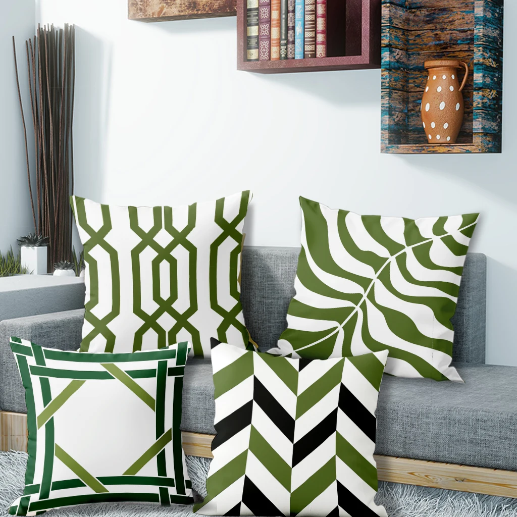 

Stylish Green and White Pillow CoversSuitable for sofa car bedroom decorative cushion cover pillow cover