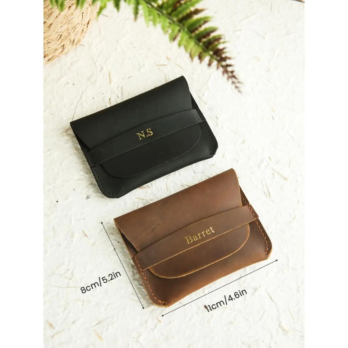Customized Name Leather Card Case Personalized Minimalist Leather Card Holder Leather Wallet Custom Money Clip Name Card Holder