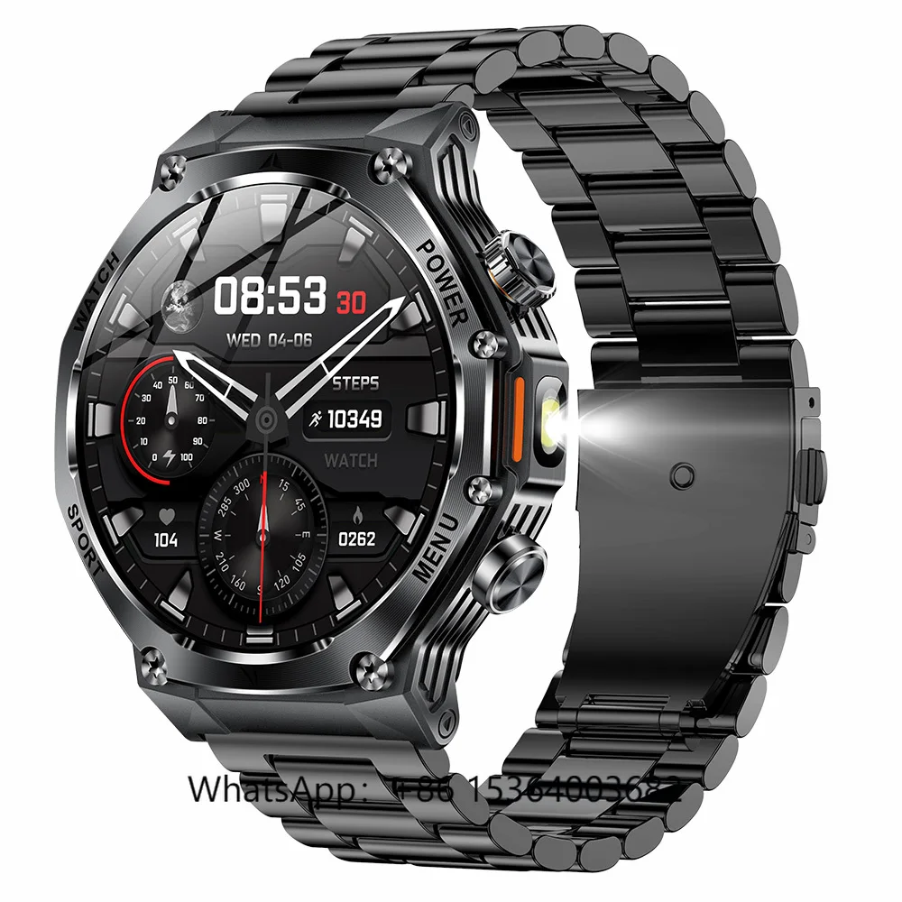 

TJXL-2025 AK82 Smartwatch 1.8inch Screen BT Call Heart Rate Blood Oxygen IP68 Waterproof Outdoor Sports Smart Watch with Flashli
