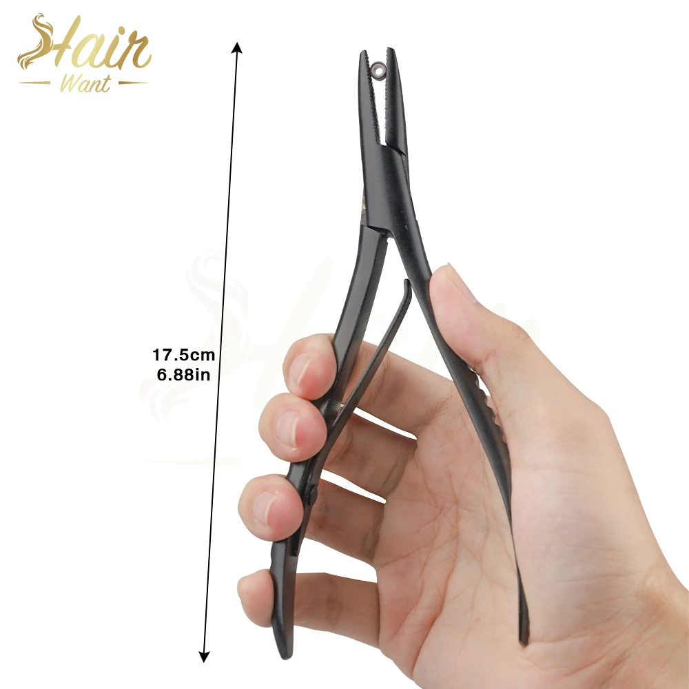 Hair Want Staninless Steel Flat Shape Hair Extension Pliers Keratin Bonding Removal Pliers for Microlinks Rings Extensions Tool