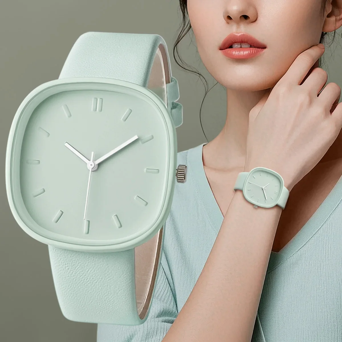 Luxury Popular Minimalist PU Leather Quartz Women's Watch Bracelet Holiday Gift