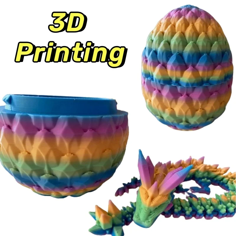 3D Printed 12inch Crystal Dragon with Egg Dinosaur NeaYear Fidget Toy Gifts for Adults Easter Basket Stuffers