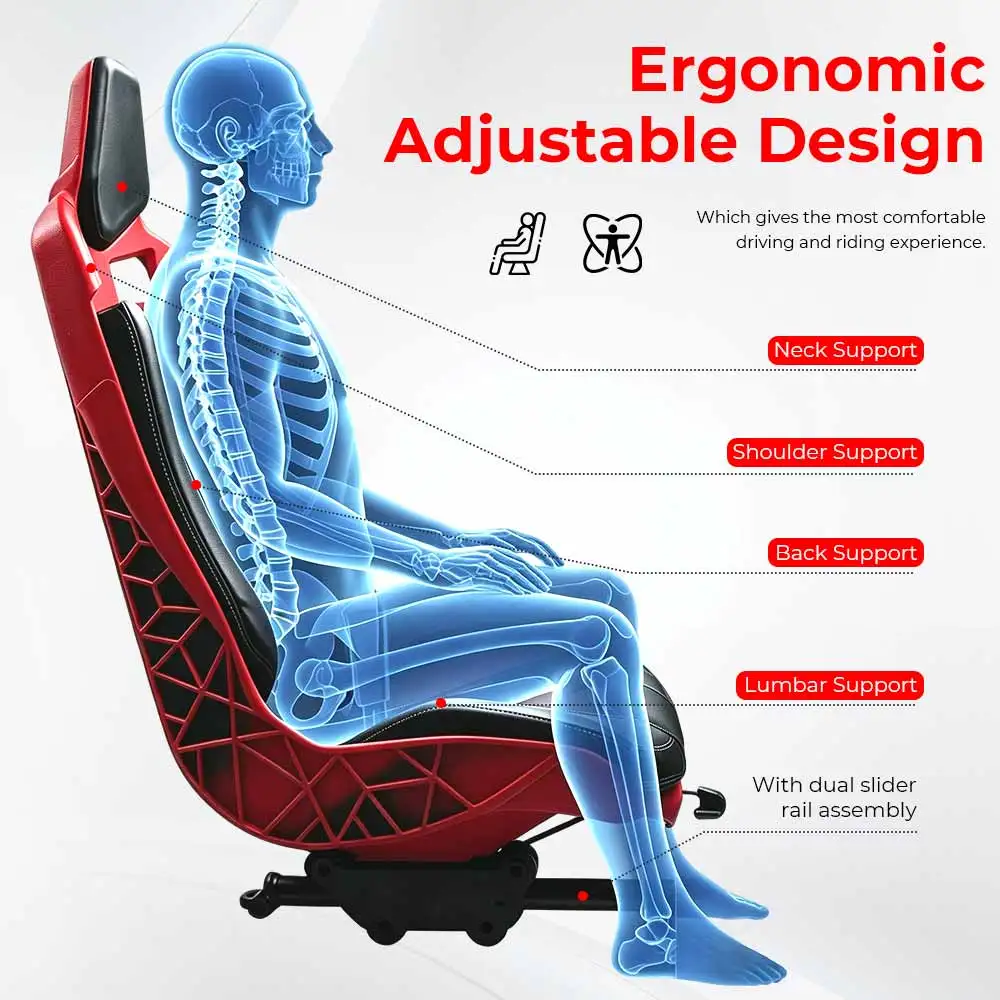 UTV Accessory Black Red Sport Bucket Seats Adjustable Front or Rear Racing Seat For Maverick X3 DS /X RS/ X MR / X RC 2017-2026