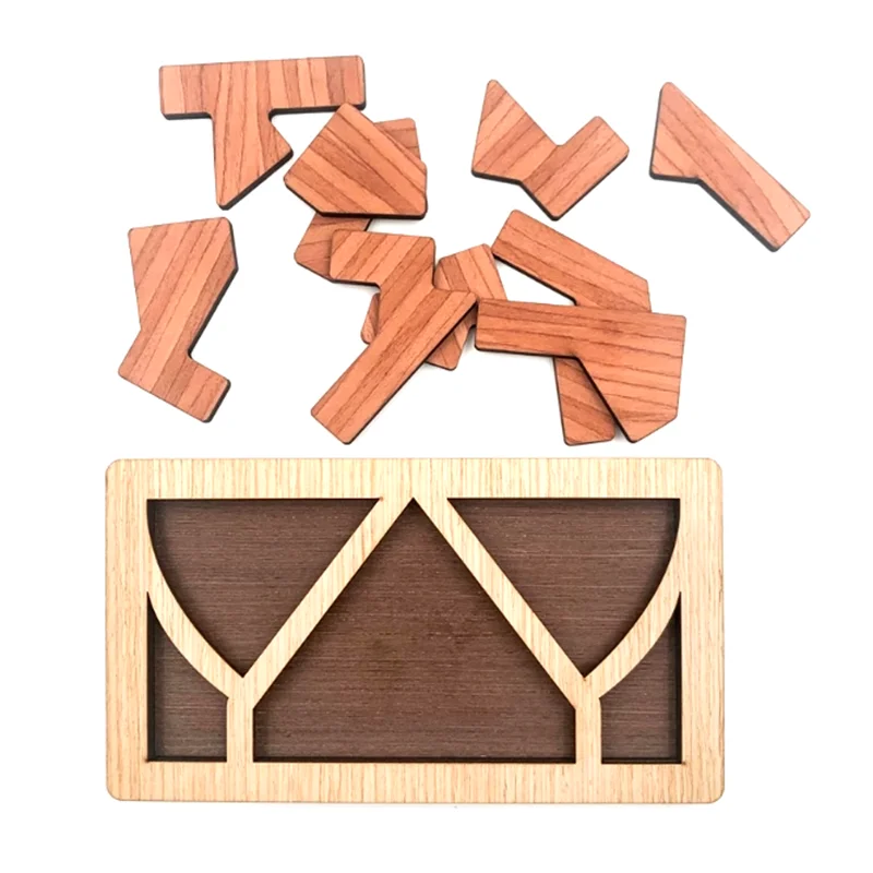 لعبة ألغاز Tangram الخشبية ذات الطلب الجديد للذكاء والذكاء العقلية للبالغين