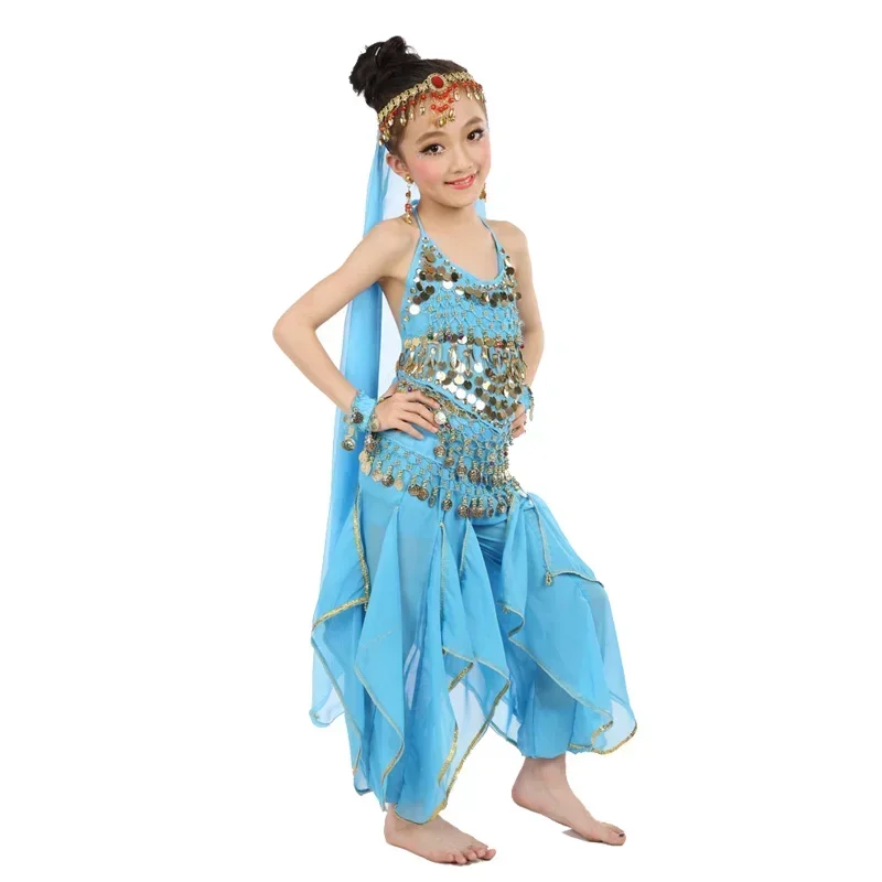 8 colori costumi di danza del ventre bambini nuovo stile bambino danza del ventre ragazze Bollywood vestito di stoffa prestazioni indiane 7 pz/set