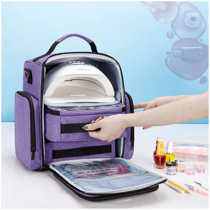 Double-Layer Manicure Implement Storage Bag  Large Capacity Nail Polish Bag Storage Bag and Storage Box Portable Cosmetic Bag