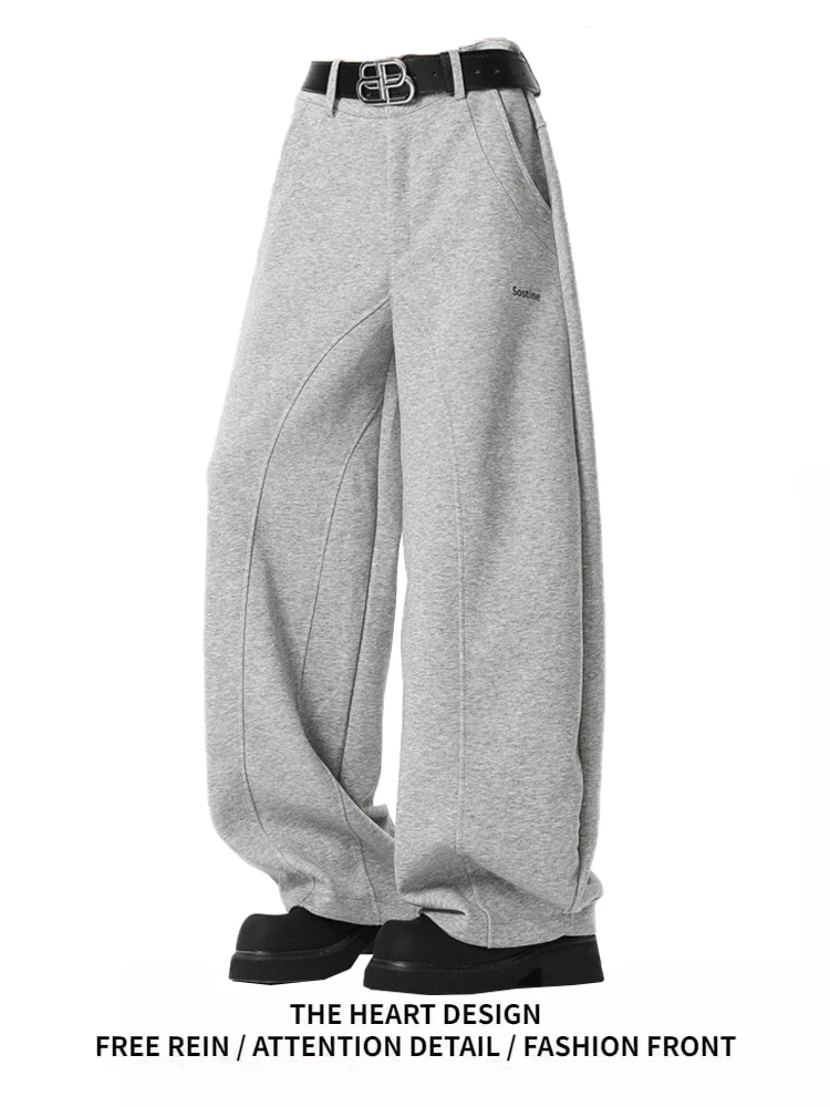 

American Retro ey Knife Pants Women's Autumn Winter Thiened Loose Straight Leg Casual Trousers High Waist Long Pants