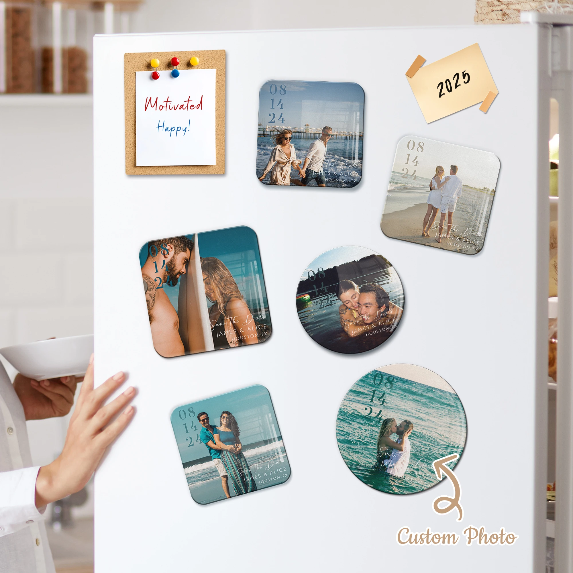 

Personalized Record Couple Photo Refrigerator Magnet Custom Gift Family Kitchen Restaurant Whiteboard Home Decoration