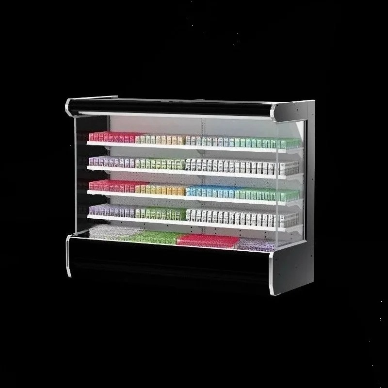 Customized Remote Double Air Curtain Display Freezer With Side Panels Commercial Refrigerated Showcase Equipment