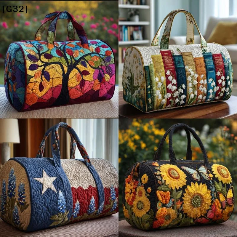 Large Capacity 3D Quilting Craft Flower Butterfly Print Travel Duffel Bag Tote Bags Sports Gym Bag For Outdoor Camping【G32】