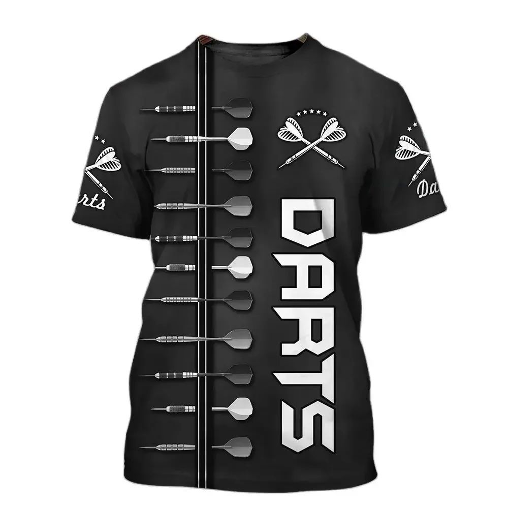 3D Darts Printed T Shirt For Men Fashion Shooting Game O-neck Short Sleeve Outdoor Sports Style Oversized T-shirt Loose Pullover