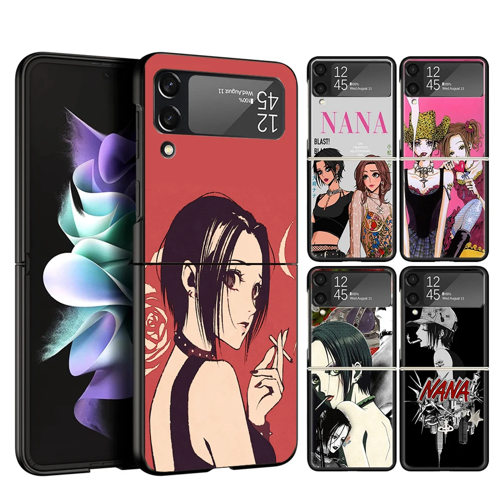 NaNa Osaki Anime Cover Phone Case For Samsung Galaxy Z Flip 6 5 4 3 5G Flip6 Flip5 Flip4 Flip3 Black Hard Fundas Shell