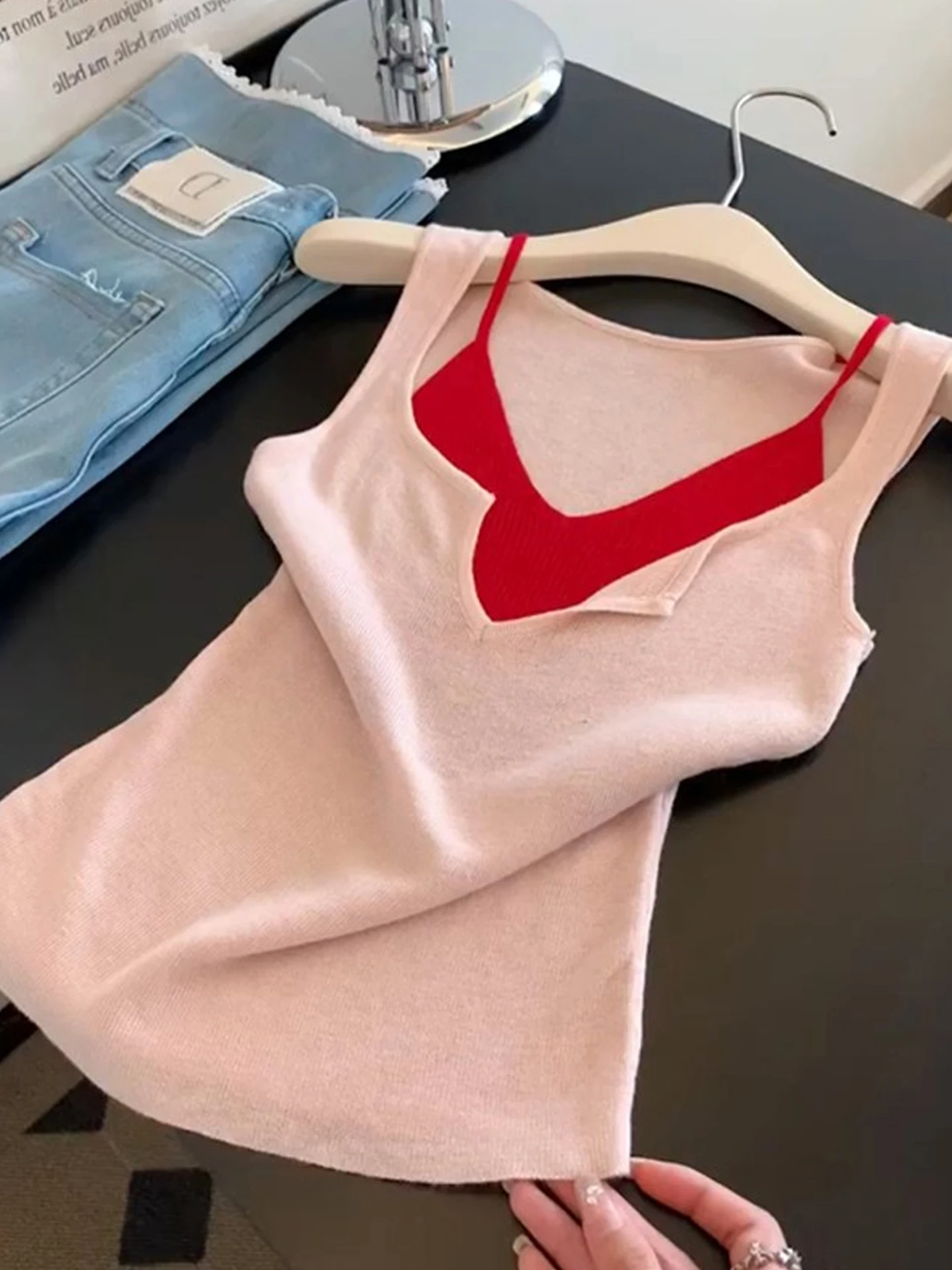 

Женский вязаный жилет Ele Ice Silk: модный, универсальный, прямого кроя, в корейском стиле, для повседневной носки