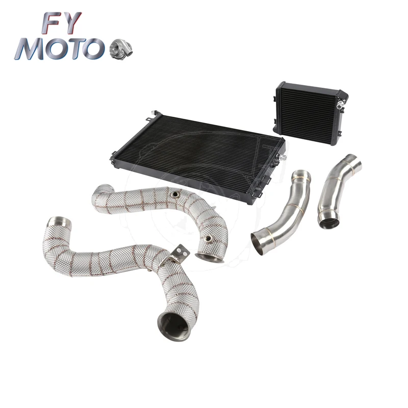 Radiator + Exhaust Downpipe For Mercedes Benz AMG C63 W205