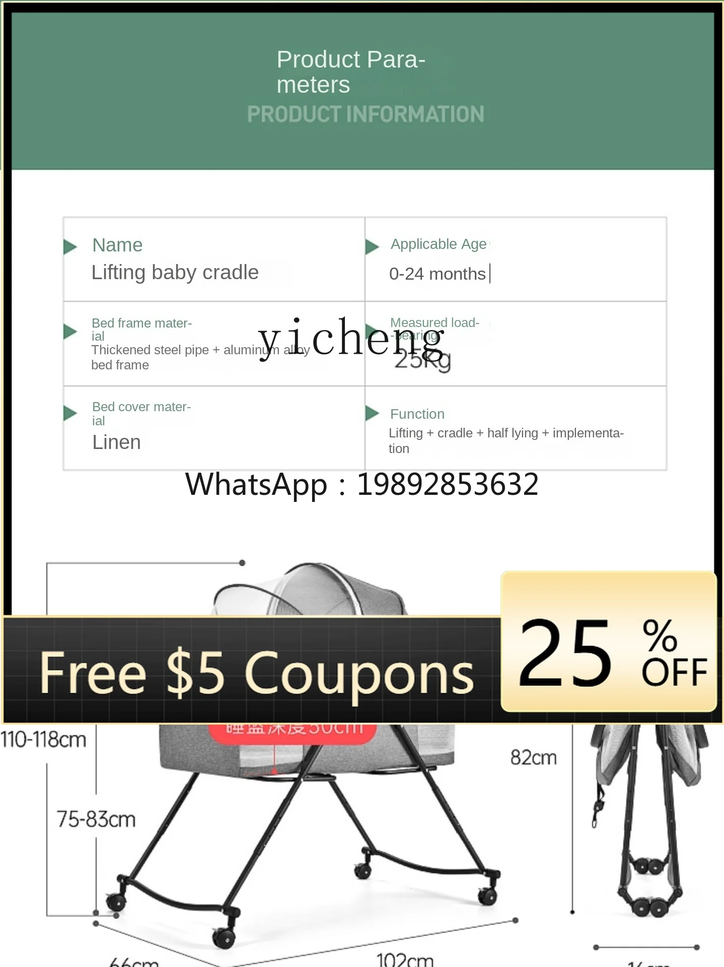 

ZZ Baby Crib Removable Portable Babies' Bed Multifunctional Foldable Newborn Bassinet