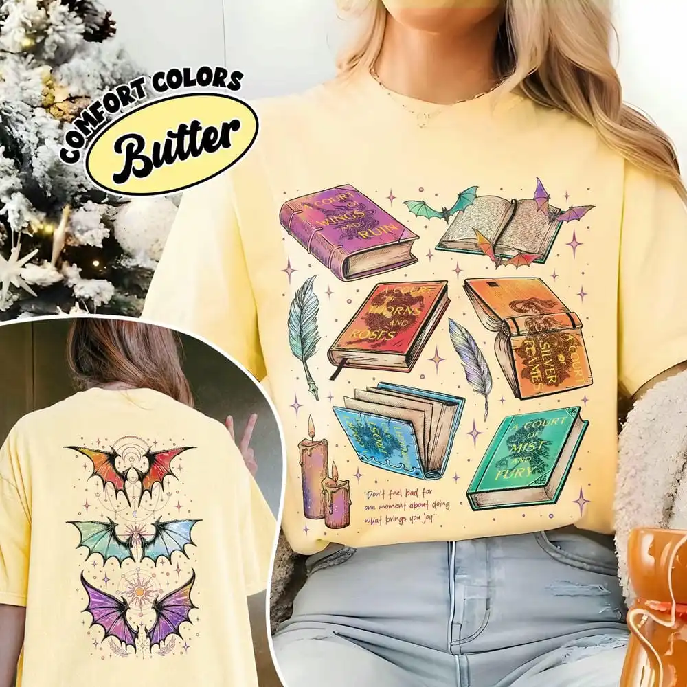 قميص نسائي ريترو من سلسلة ACOTAR قميص مريح على الوجهين The Bat Boys Velaris Book Lover للجنسين Y2K ملابس خروج عصرية يومية