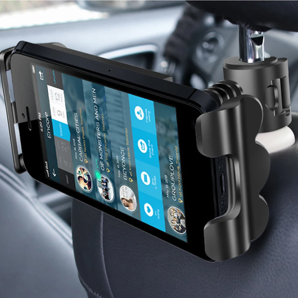 Reposacabezas de asiento trasero de coche y camión, soporte de teléfono móvil para Smartphone, iPad, GPS, 360 grados, 1 unidad