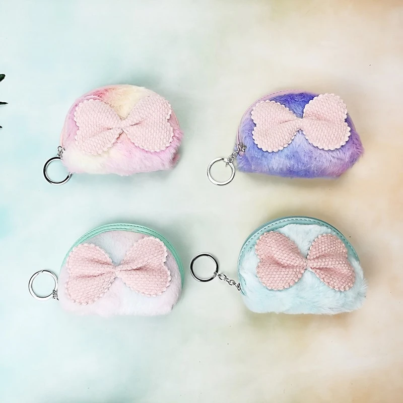 منظم محفظة صغير رائع ومطرز بالزهور وصبغ ربطة عنق من القطيفة على شكل نصف قمر للعملات المعدنية #3