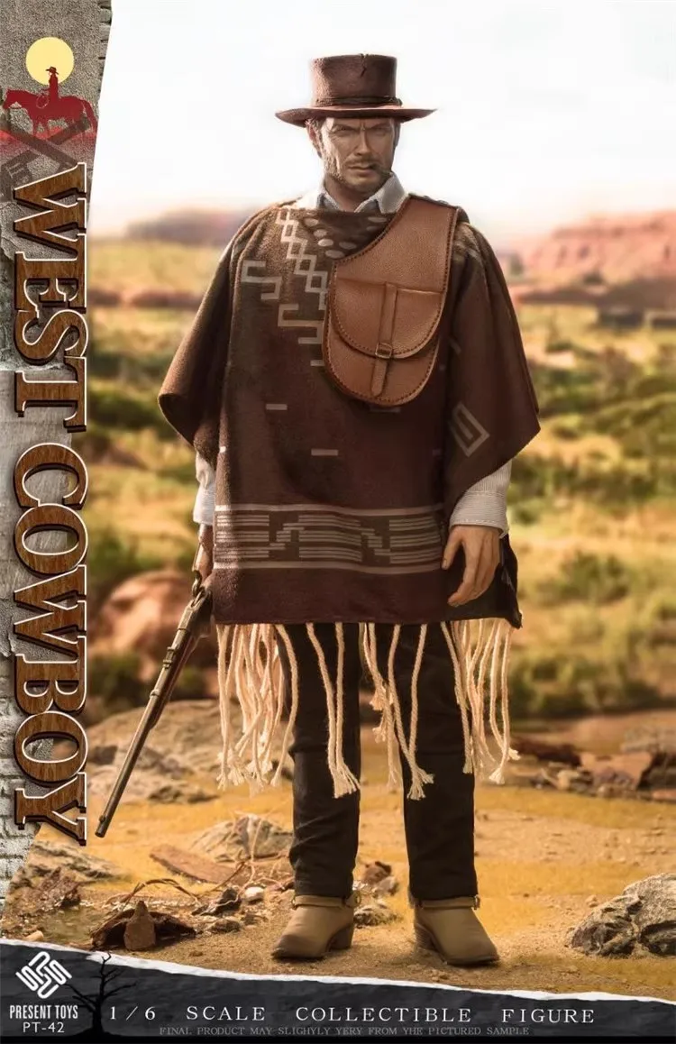 PRESENT TOYS PT-sp42 1/6 Male West Cowboy Clint Eastwood Double Head Sculpture Full Set 12'' Action Figure Model In Stock