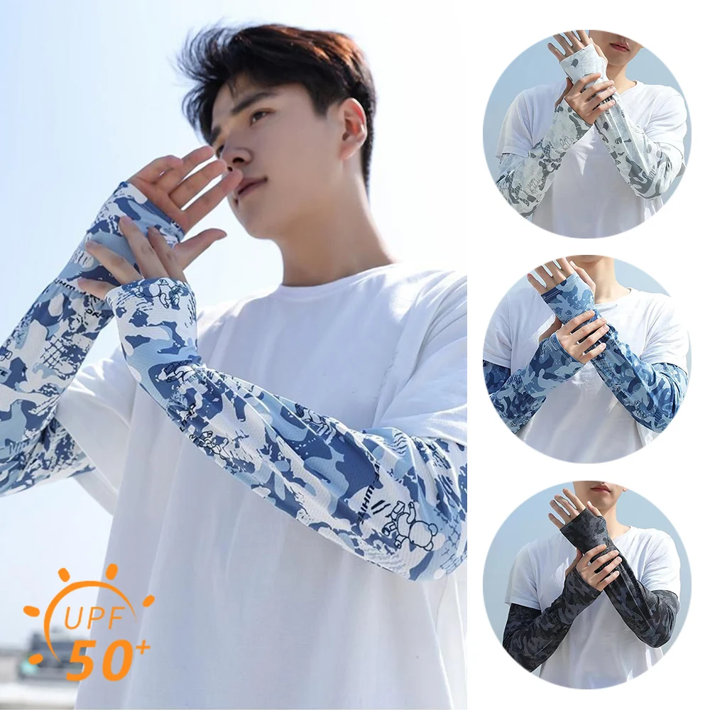 UV Solar Driving Arm Cover Sun-protective Summer Anti-Sunburn Cool Muff Men Women Cycling Long Sleeve Ice Silk Sunscreen Sleeves