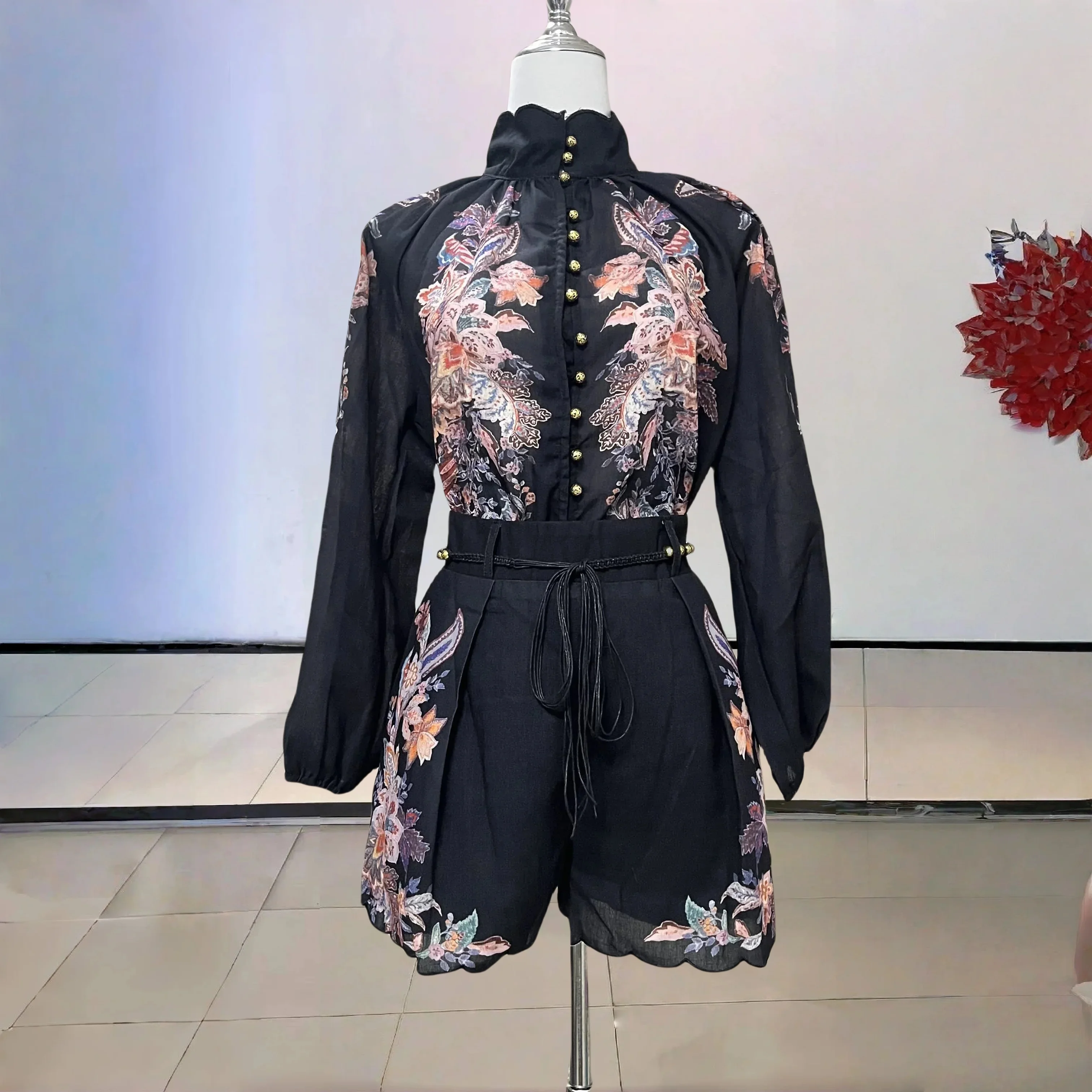 

Women Floral Linen Pant Suit Soft Fabric Puff Sleeve Top Wide Leg Pants Beach Vacation Bohemian Charm Fashion Suit 2025