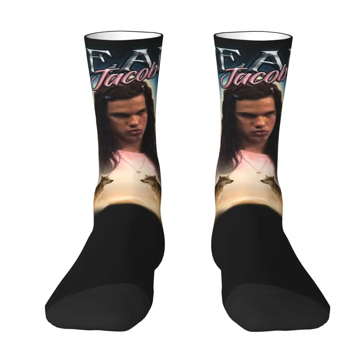 Team Jacob Cursed Stockings Twilight Movie Design Retro Socks Winter Anti Bacterial Socks Men's Outdoor Sports Quality Socks