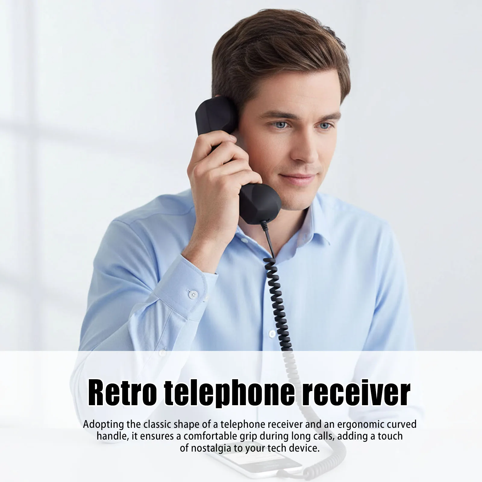 سماعة هاتف ريترو سماعة هاتف كلاسيكية 3.5 ملم قابس هاتف سلكي استقبال ميكروفون مكبر صوت لفيديو الهاتف المحمول الخلوي #5