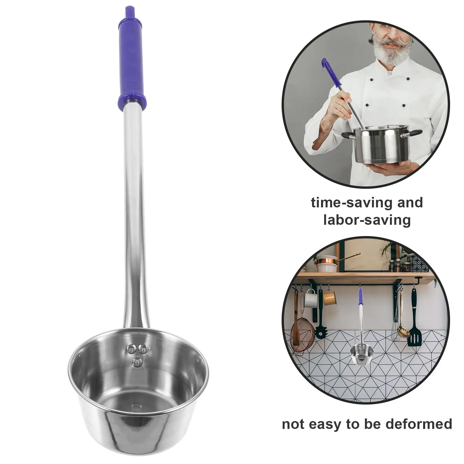 Extended Water Ladle 10cm-39cm Long Handle Stainless Steel Scoop Soup Kitchen Gadgets Easy Clean Home Restaurant