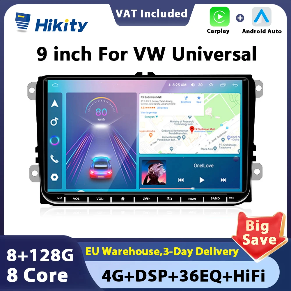 Hikity Android 2 din Car Radio Stereo For VW Octavia Jatta Passat Skoda Superb Golf Navigation GPS DSP WIFI Carplay Android Auto