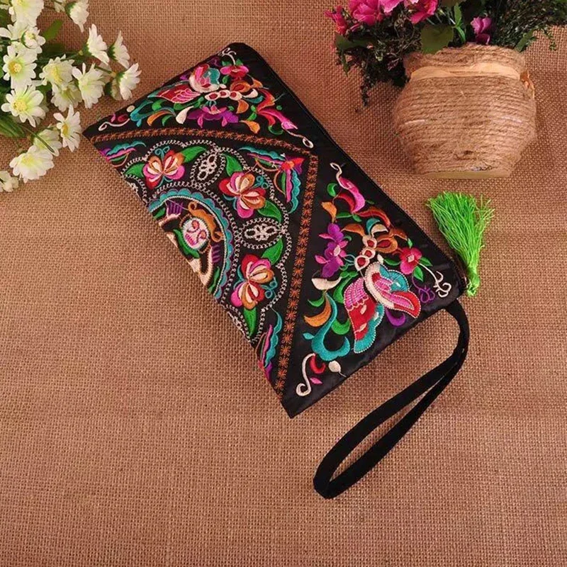 Luxury Design Flowers Clutches Pouch Fashion Women Wallet Wrist Handbag Lady Vintage Envelope Phone Purse Card Holders Pocket