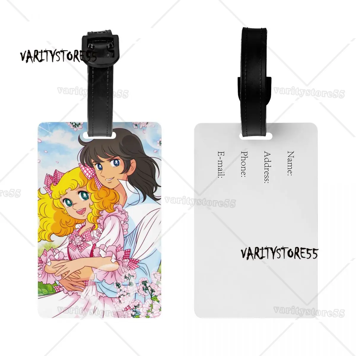 Etiquetas de bagagem personalizadas para mala de viagem, anime mangá, desenho animado, menina, capa de privacidade, nome, cartão de identificação