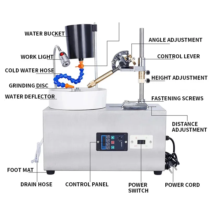 Gemstone Grinder, Upgraded Digital Display, Robotic Arm-Mounted Gemstone Faceting Machine, Flat Grinder