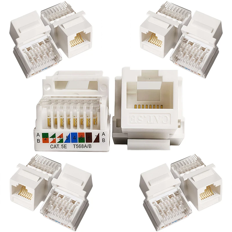 

10/100 PCS Cat5e Tool-Less Keystone Jack Connector Adapter, Keystone Module Connector Internet Network Ethernet LAN Cable