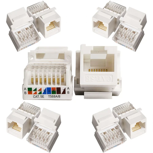 Adaptador de conector Keystone Jack sin herramientas Cat5e, conector de módulo Keystone, Cable LAN Ethernet de red de Internet, 10/100 Uds.