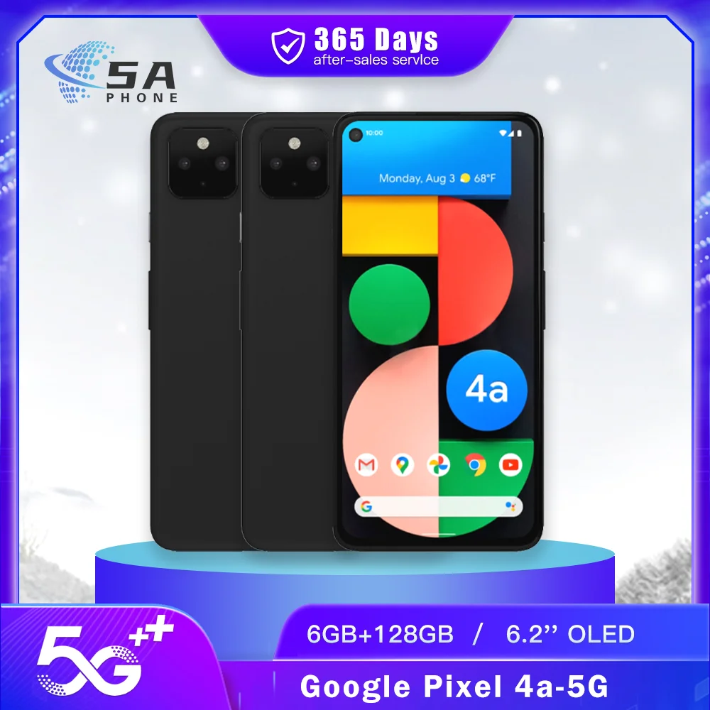 Original Google Pixel 4a 5G Mobile Phone 6GB+128GB NFC 6.2'' 12.2MP+16MP+8MP Snapdragon 765G-5G Octa Core Android SmartPhone