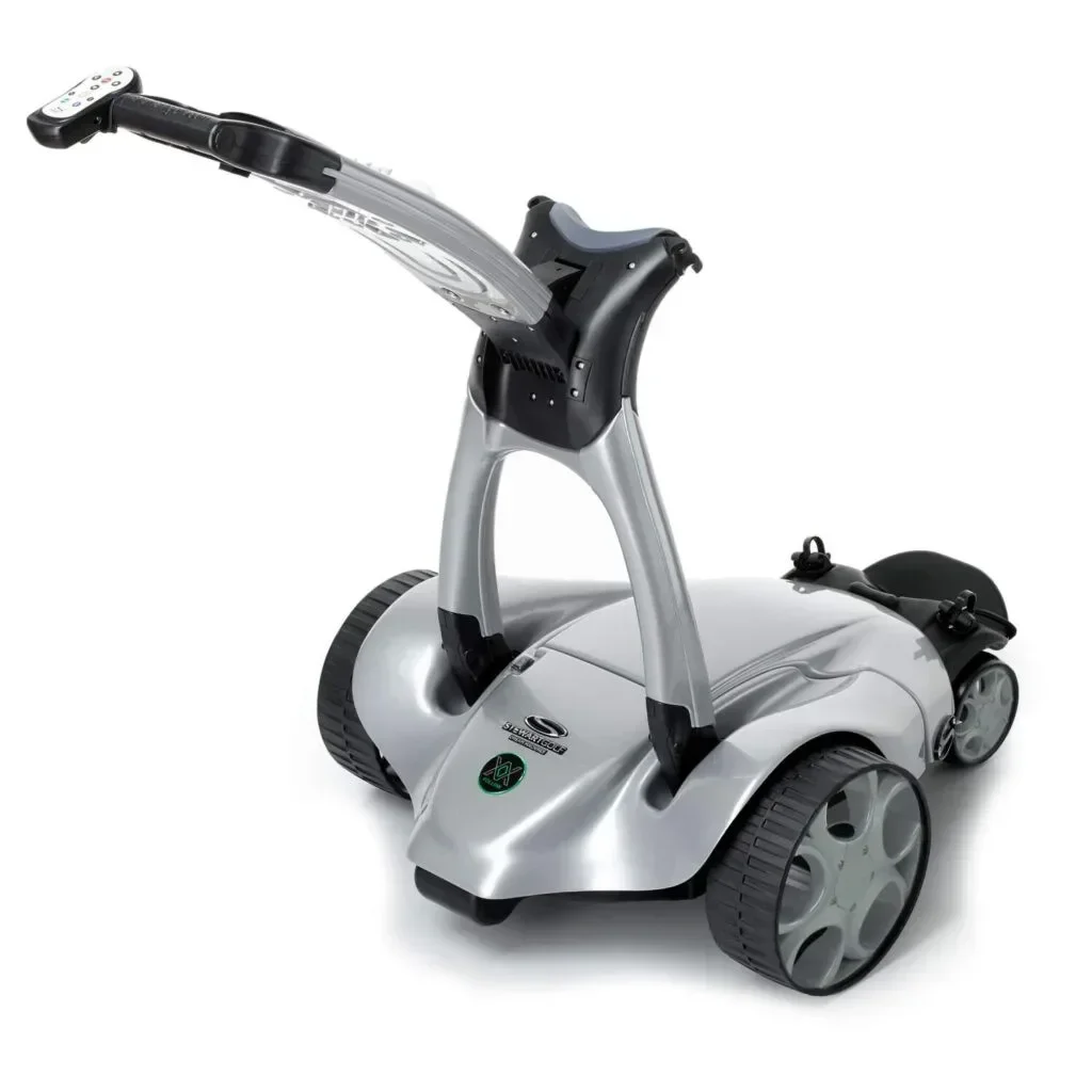 Electric Golf X10 Trolley New Version Metallic Silver Foldable With Remote Control Stainless Steel