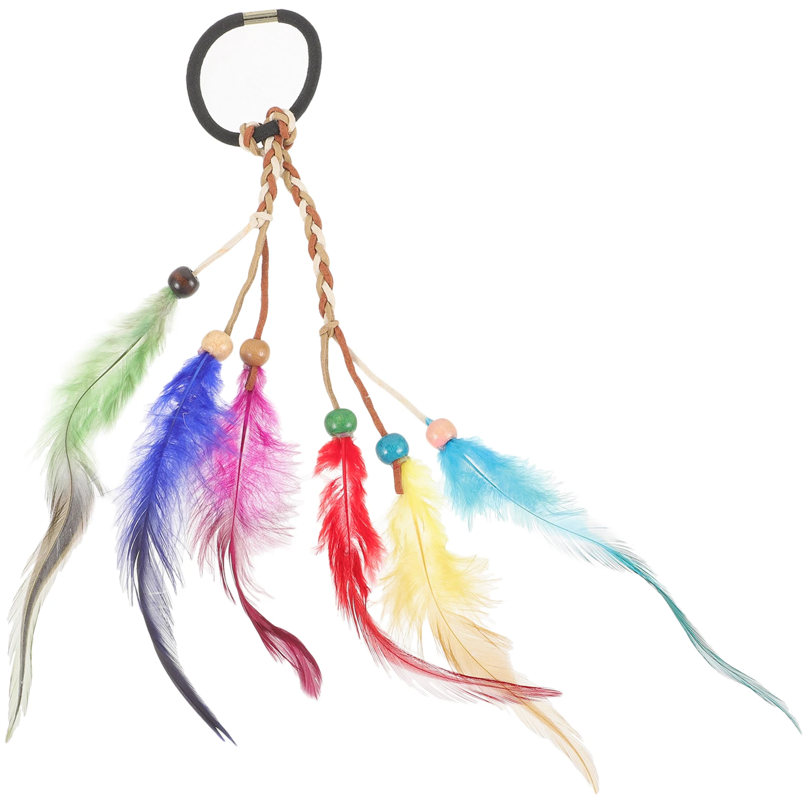 

Circles Accessories Women Bohemian Bridal Festival Indian Headdress Elastic Hair Tie Beads Plume Tassel Party Carnivals