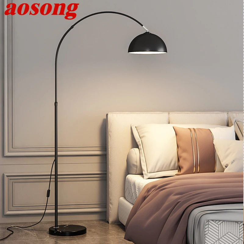 

AOSONG Nordic Fishing Floor Lamp ModernFamily Living Room Bedroom Creative LED Decorative Standing Light