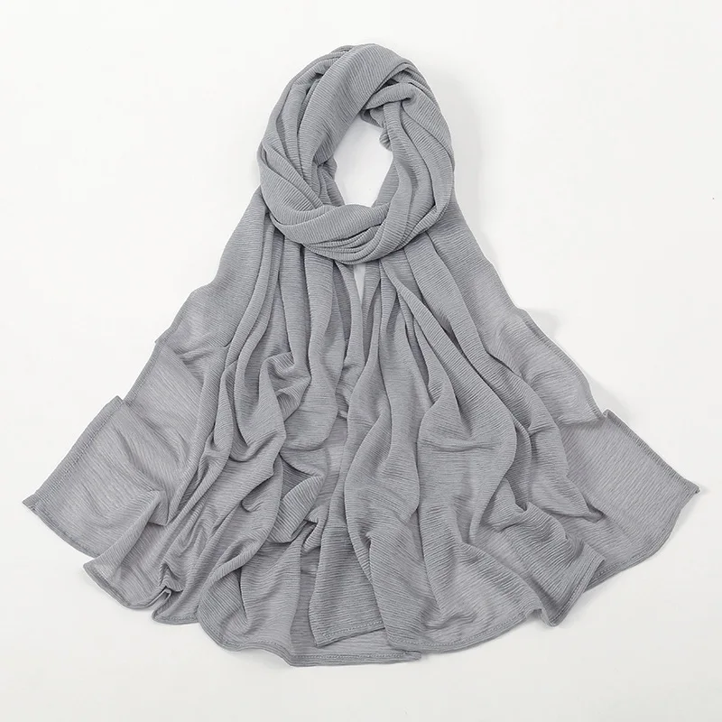 New Summer Wrinkled Women Scarf Girls Solid Color Sunscreen Elastic Thin Scarves Soft Foulard Shawl Casual Female Wrap Shawls