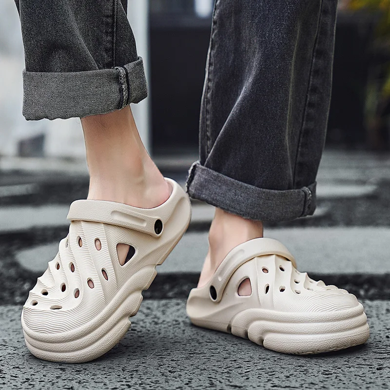 

Новые мужские летние тапочки, классические тапочки для взрослых, повседневные модные универсальные уличные нескользящие быстросохнущие и дышащие тапочки