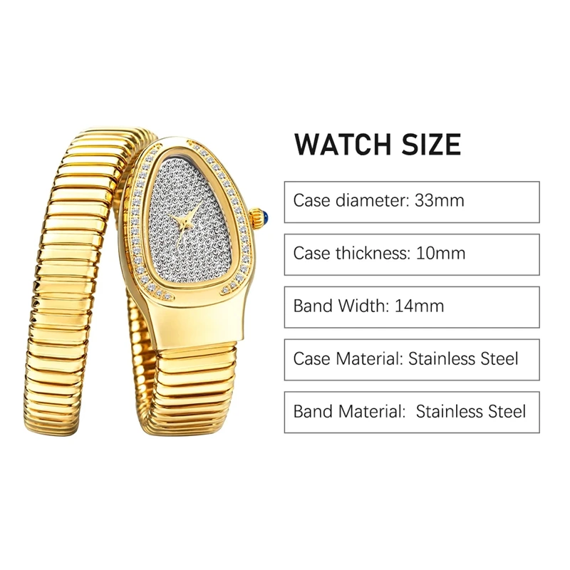 Miss Fox Brand Fashion Bracelet Watches Ladies Luxury Snake Shape Girls Gifts Quartz Wristwatch Waterproof for Women Reloj Mujer