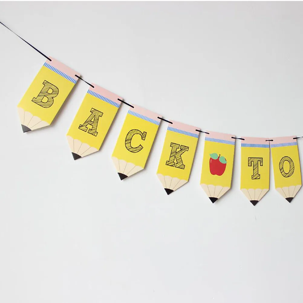 2Sets School Ceremony Banner Novel Welcome Class Bunting Back to School Pull Flag First Day Decoration Party Supplies