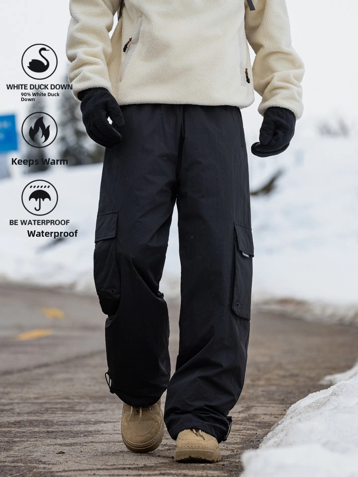 

Northeast China Snow Country Mohe Harbin down Snowboard Workwear Trousers Men Women Winter Windproof Waterproof Cold Resistant
