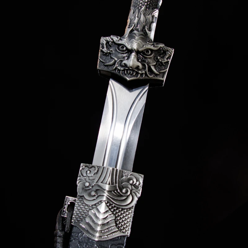 Chinese Kongfu Jian Sword 1060 High Carbon Steel Blade Real Full Tang Sharp Ready Battle Black Dragon Katana Weapons Swords