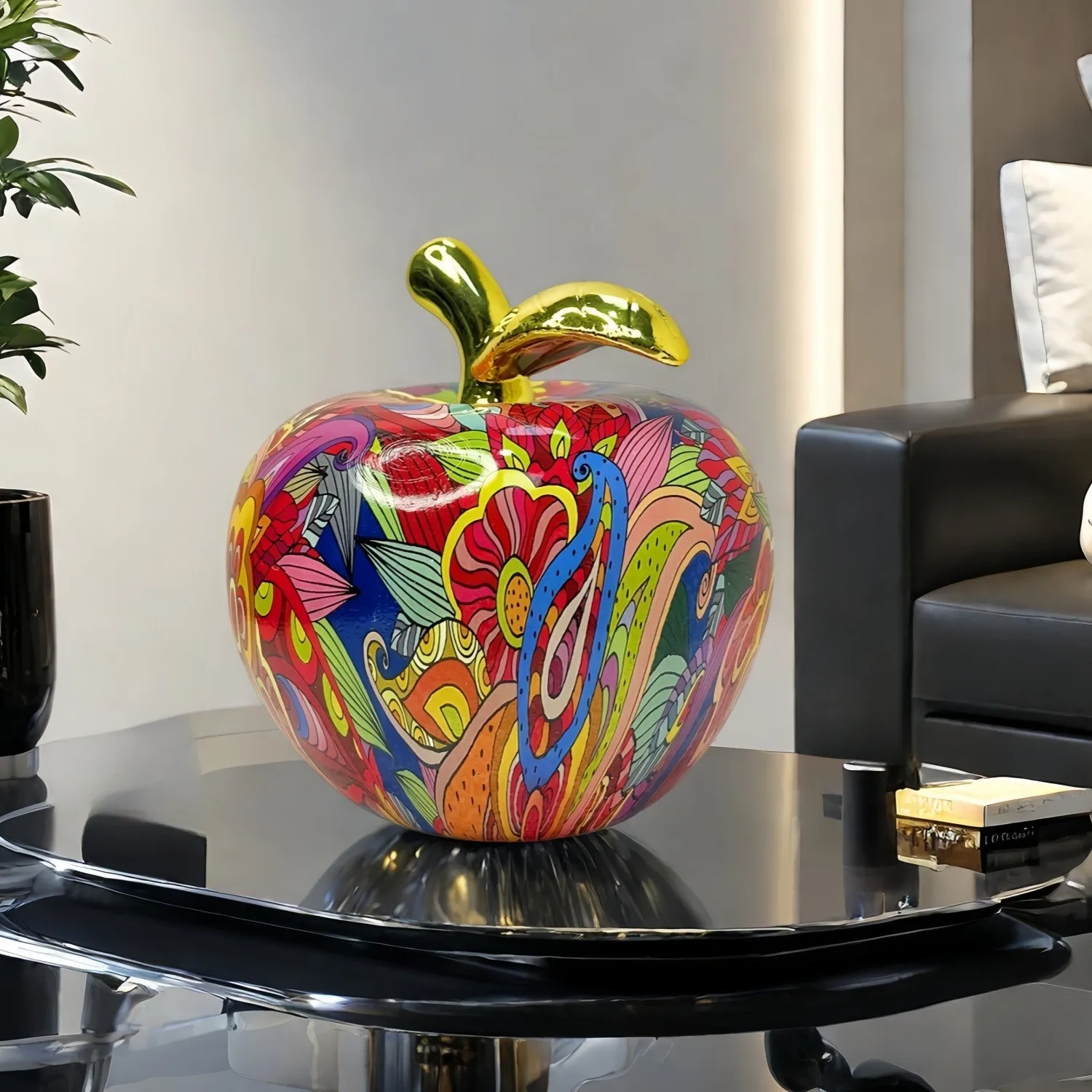 Apple Decorate Resin Graffiti Doodle Table Ornaments Colorful Christmas Birthday Gifts for Home