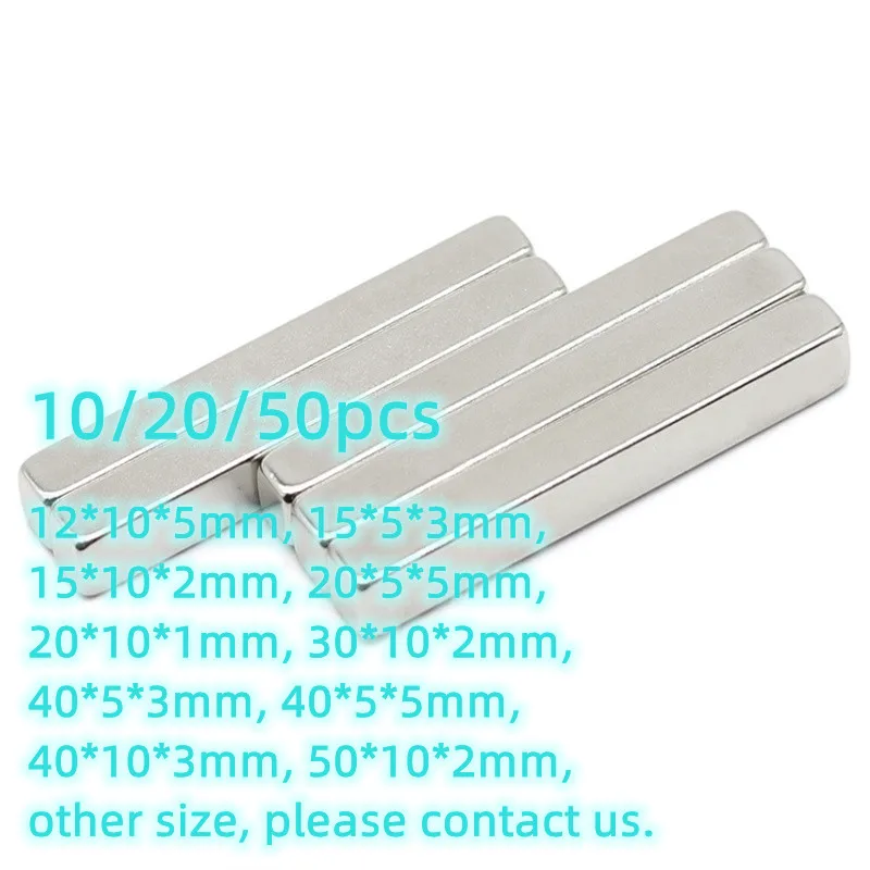 

Block Neodymium Magnet Long Square Rare Earth Magnets 10x10x5,20x5x5,30x10x2,40x5x5,50x10x2mm N35 Powerful Cuboid NdFeB Magnets