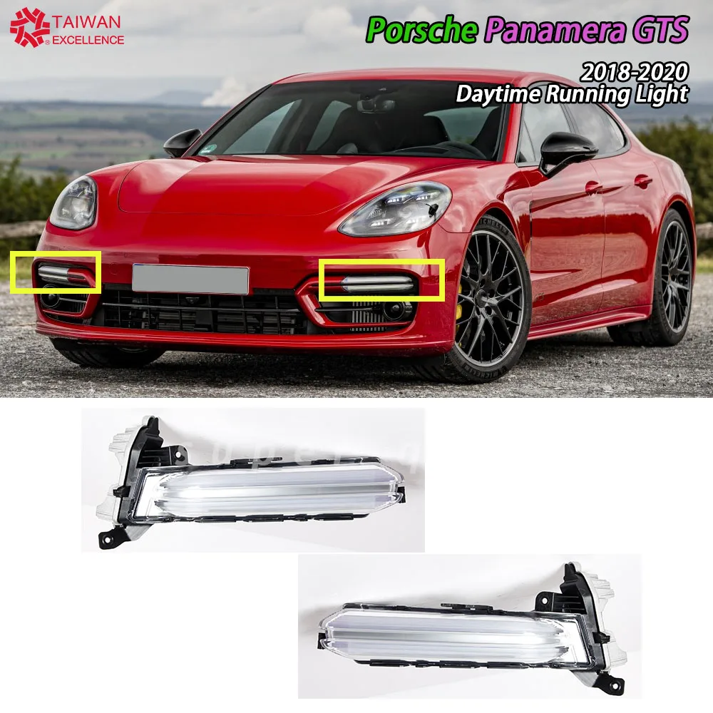 

Car For Porsche Panamera GTS 2018-2020 Daytime Running Light DRL Signal Light Front Bumper Fog Light L:971953041G R:971953042G